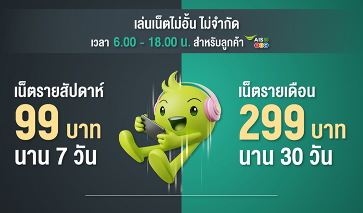สมัครเน็ต AIS , เน็ตรายสัปดาห์ , เน็ตรายเดือน , แพ็กเกจสำหรับเติมเงิน AIS